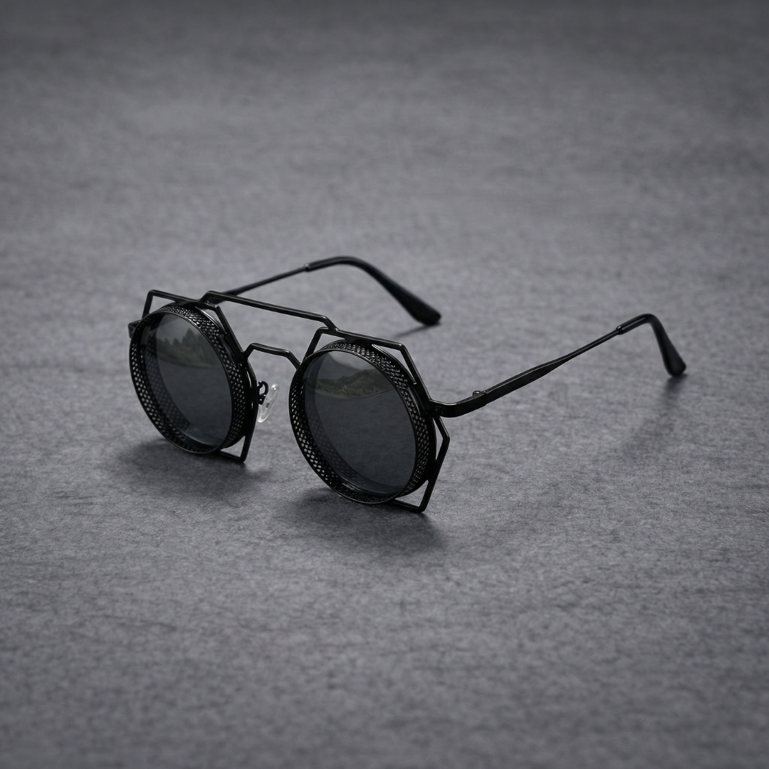 Zaki™ | Steampunk Hexagonal Sunglasses