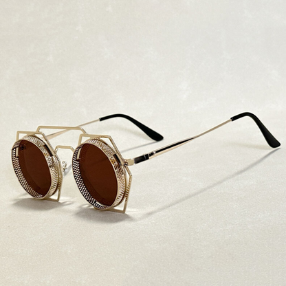 Zaki™ | Steampunk Hexagonal Sunglasses